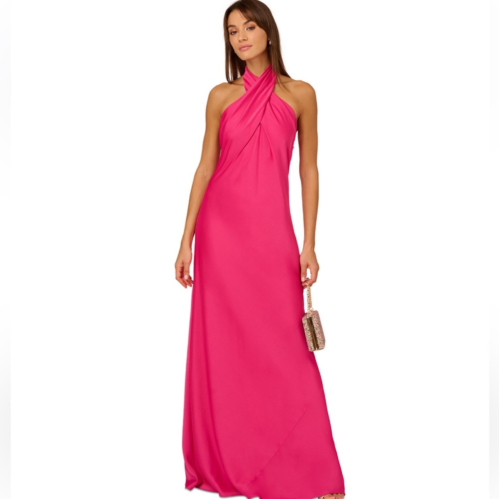 Women's Halter Sleeveless Satin Gown